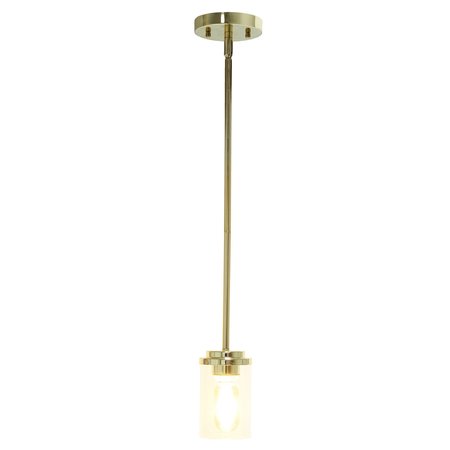 Lalia Home 1-Light 5.75" Minimalist Industrial Farmhouse Adjustable Hanging Clear Cylinder Glass Pendant, Gold LHP-3011-GL
